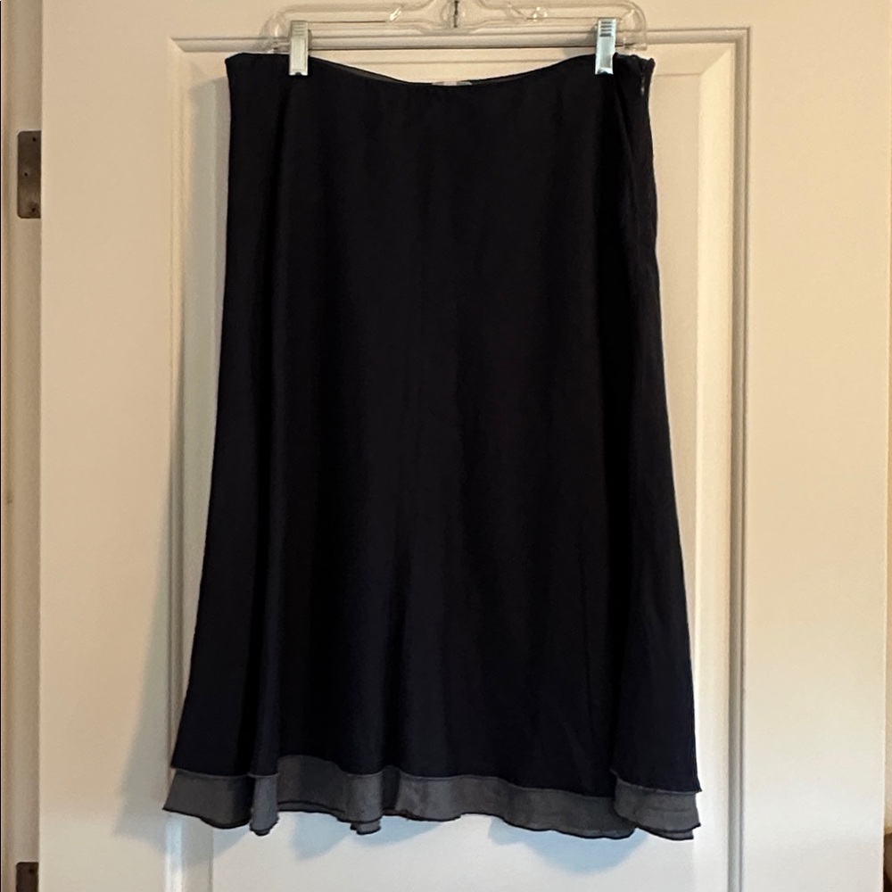 Eileen Fisher Navy and Gray Midi Skirt